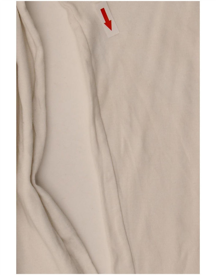 Benetton Haut Femme Manches 3/4 UK 14 Large Blanc Coton