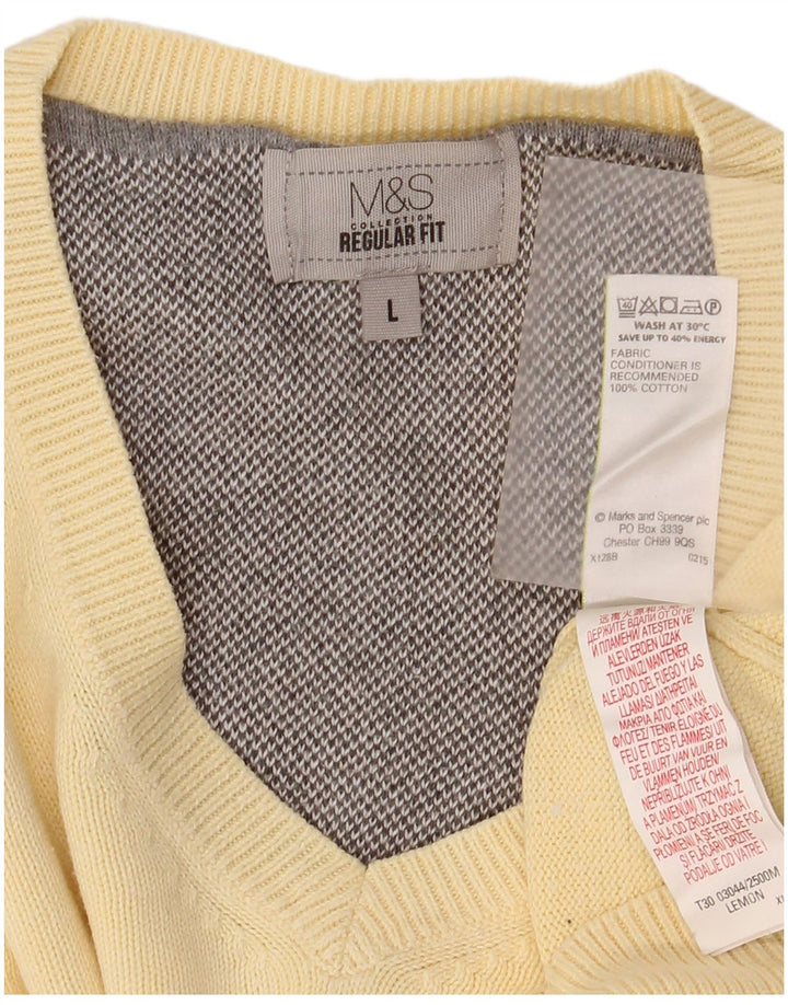 MARKS & SPENCER Pull coupe classique à col en V pour homme, grand coton beige