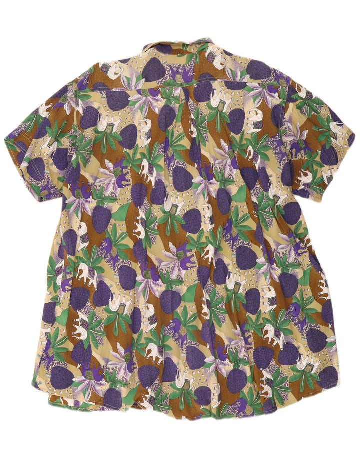 vintage Femme Chemise À Manches Courtes Blouse IT 46 Grand Multicolore