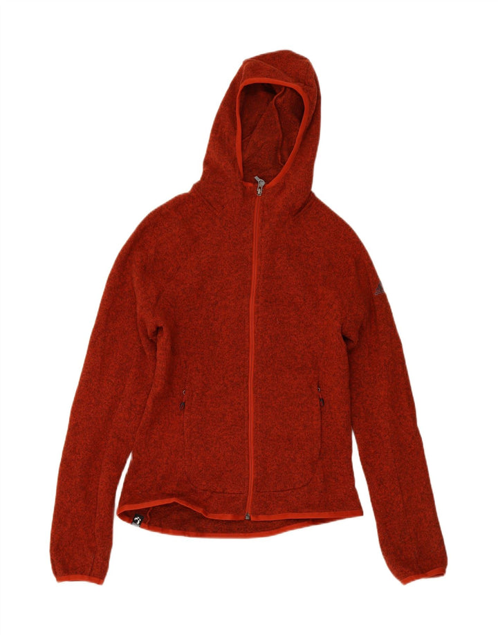 ADIDAS Womens Zip Hoodie Sweater UK 8 Small Red Polyester Vintage Adidas and Second-Hand Adidas from Messina Hembry 