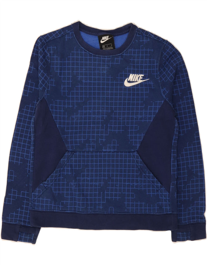 NIKE Boys Sweatshirt Jumper 10-11 Years Medium Navy Blue Camouflage Cotton Vintage Nike and Second-Hand Nike from Messina Hembry 