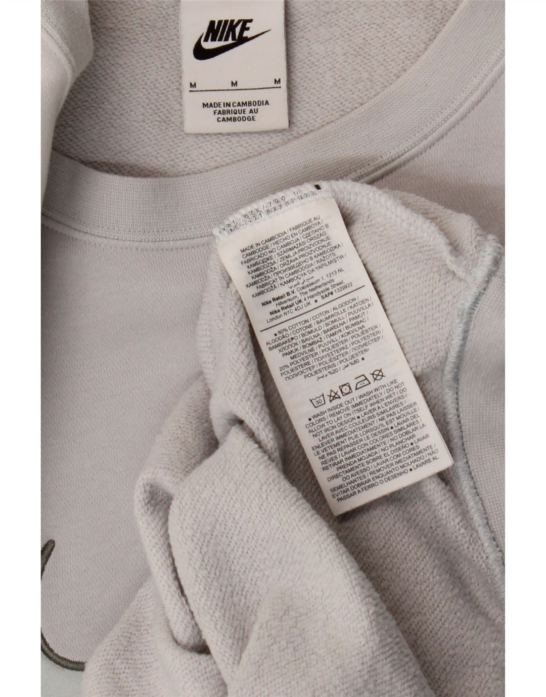 Nike Sweat-shirt graphique pour femme UK 14 Gris moyen Coton