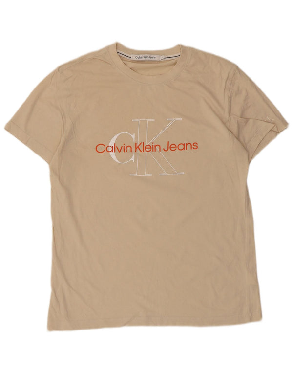 Calvin Klein Jeans T-shirt graphique pour homme en coton beige
