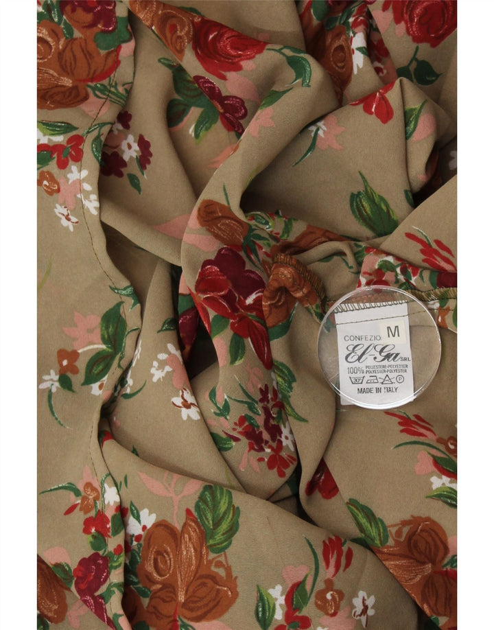 VINTAGE Jupe trapèze femme Medium W28 Beige Floral Polyester