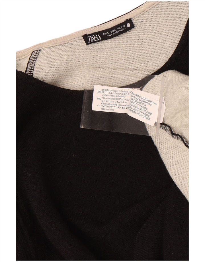 Zara Sweat-shirt surdimensionné pour femme UK 16 Large Noir Polyester