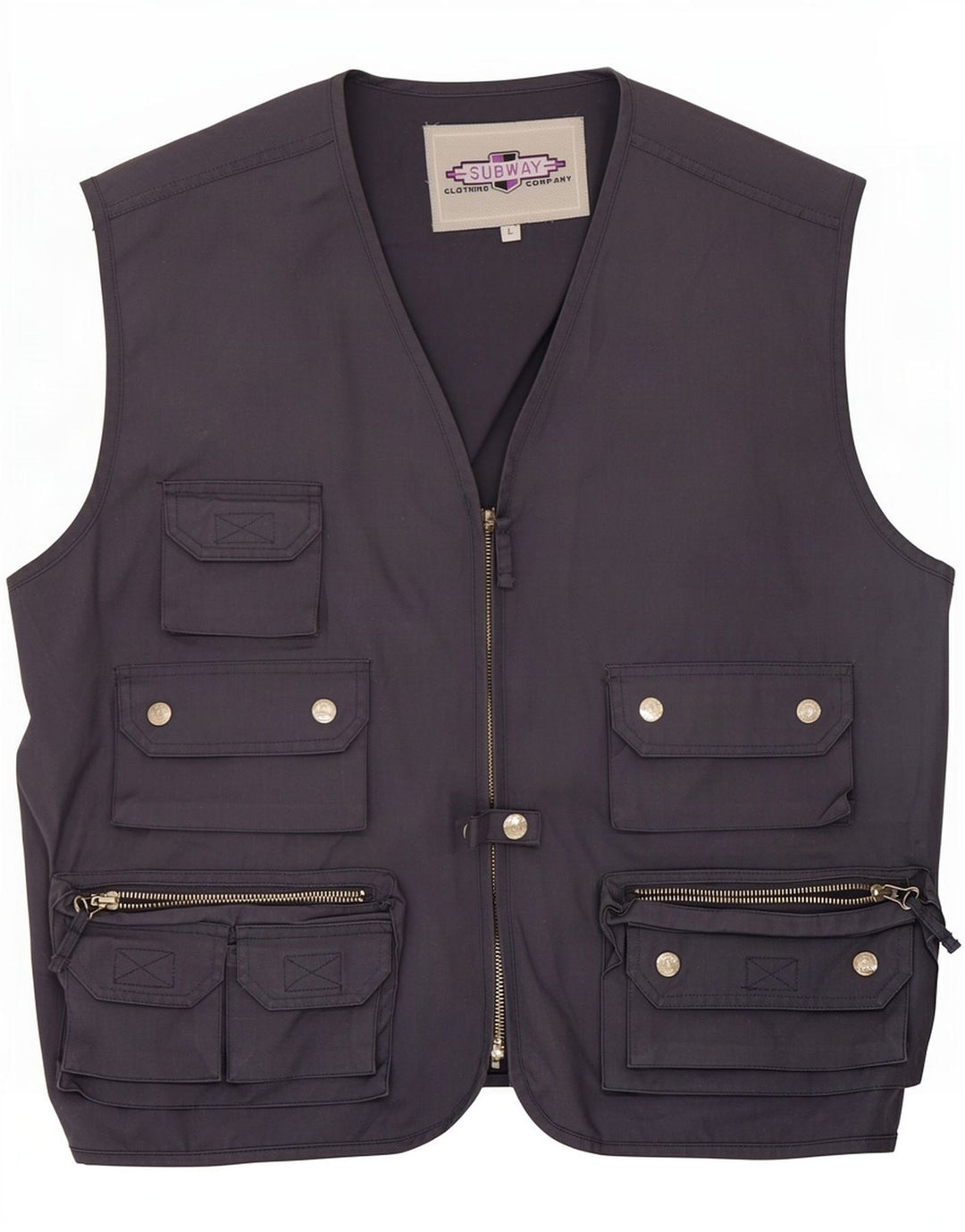 Vintage Gilet utilitaire pour homme UK 40 Large Gris Polyester
