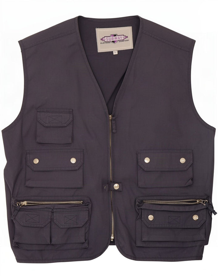 Vintage Gilet utilitaire pour homme UK 40 Large Gris Polyester