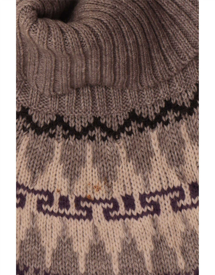 Marks & Spencer Pull col roulé pour femme UK 12 Gris moyen Fair Isle