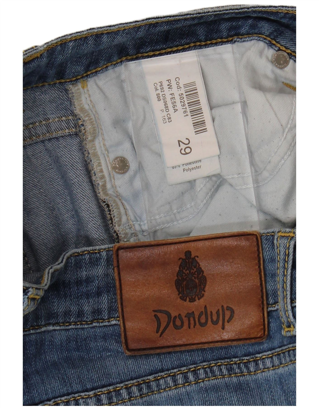 DONDUP Femme Jean Slim Effet Déchiré W29 L27 Bleu Coton