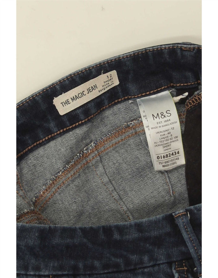 Marks & Spencer Jean évasé pour femme UK 12 Medium W28 L27 Bleu marine Coton