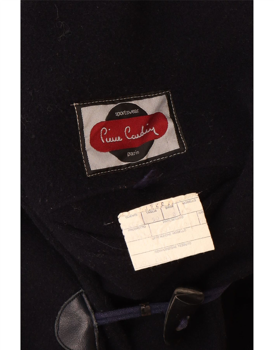 Pierre Cardin Duffle Coat À Capuche Homme IT 50 Large Laine Bleu Marine
