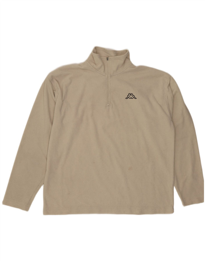 KAPPA Pull polaire à col zippé pour homme en polyester blanc cassé