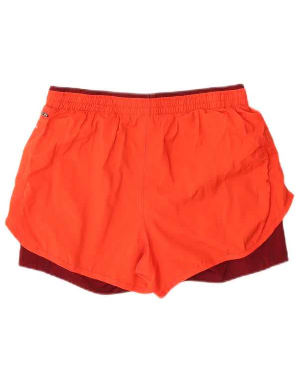 Nike Womens Dri Fit Sport Shorts UK 12 Medium Orange Colourblock Polyester
