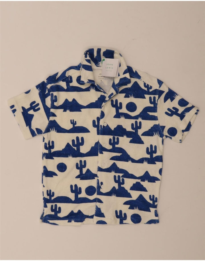 John Lewis Chemise à manches courtes pour garçon à motif abstrait 7-8 ans en coton blanc