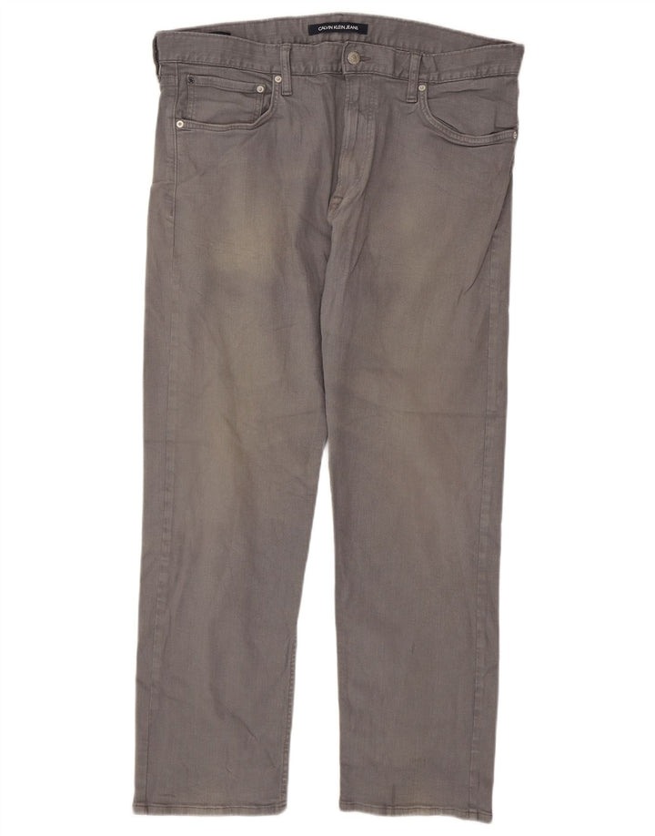 CALVIN KLEIN Jean droit homme W36 L30 gris coton