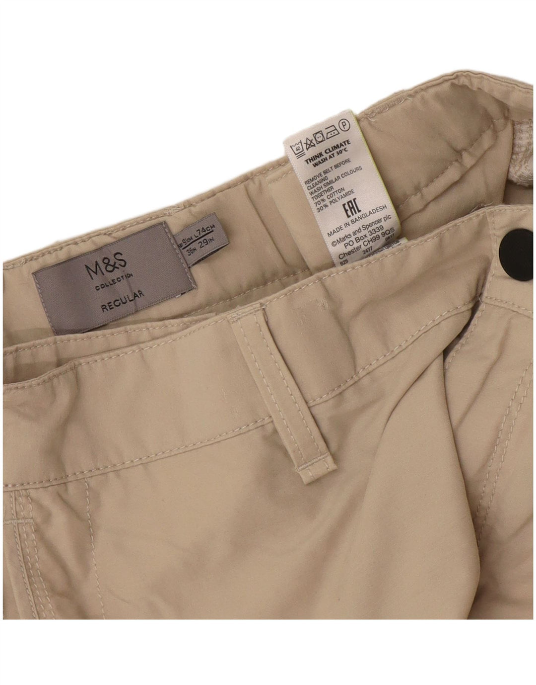Marks & Spencer Pantalon cargo droit pour homme W36 L29 Coton beige