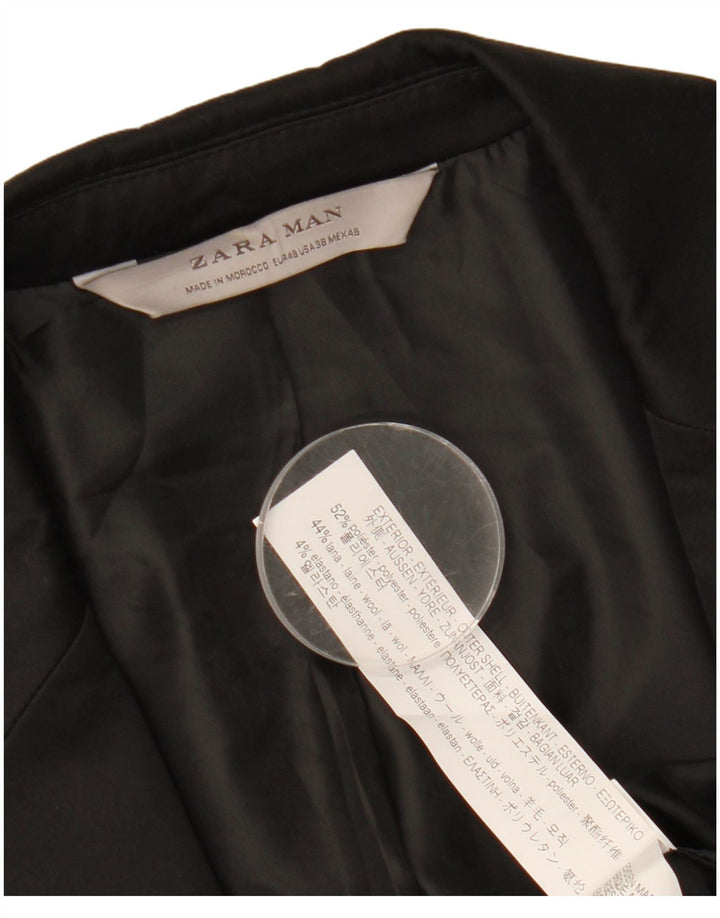 Zara Veste Blazer 1 Bouton Homme EU 48 Moyen Noir Polyester