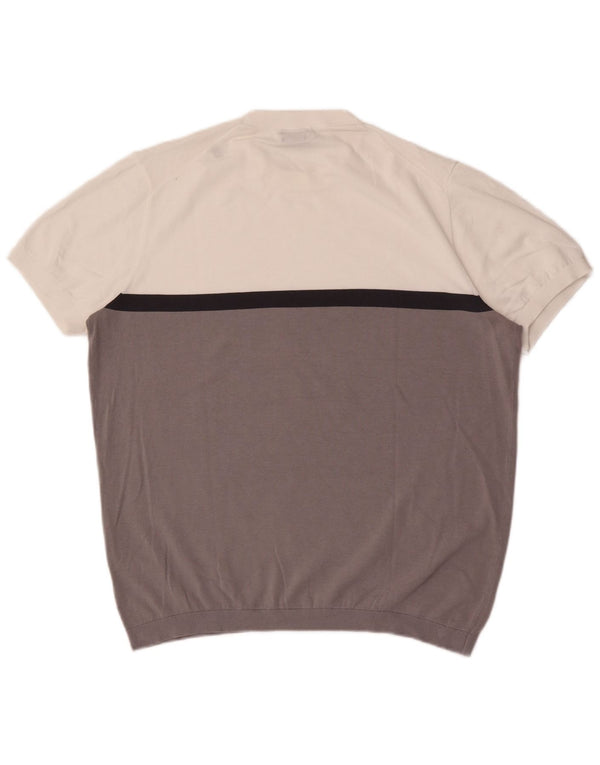 Massimo Dutti T-shirt graphique pour homme XL en coton color block blanc