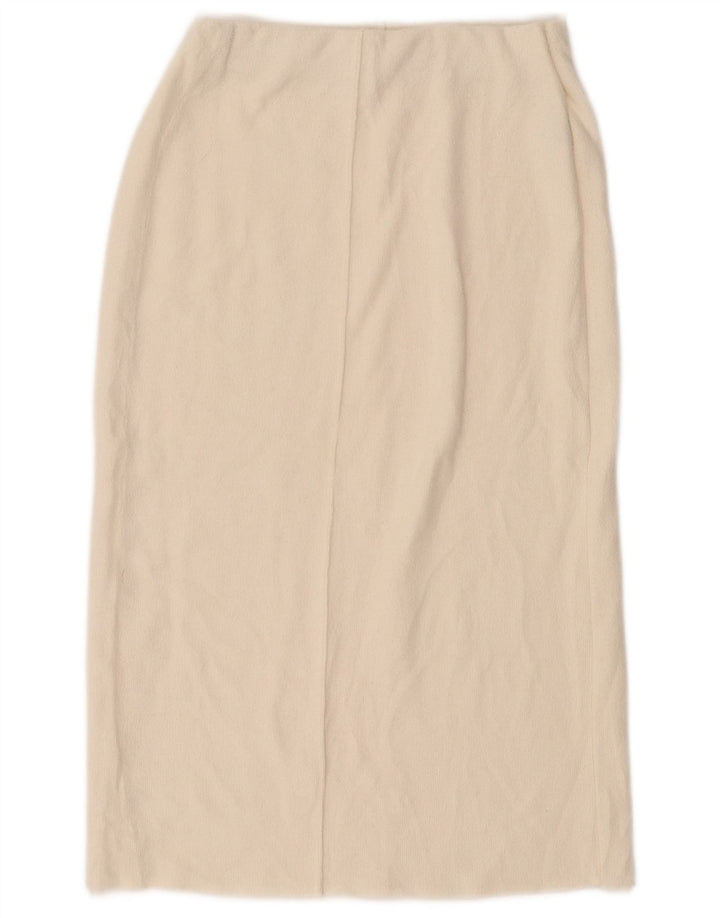 ZARA Femme Jupe Droite Midi Petit W26 Polyester Blanc Cassé