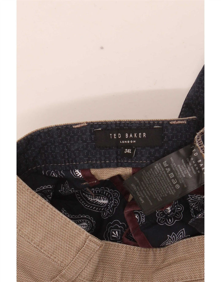 Ted Baker Pantalon de Costume Droit Homme W34 L32 Coton Beige