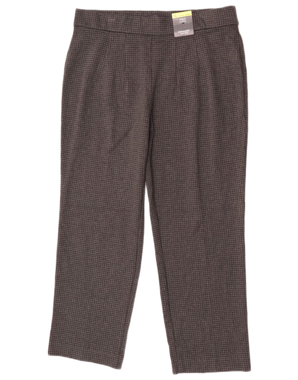 Marks & Spencer Pantalon décontracté taille haute pour femme UK 16 Large W34 L26 Gris