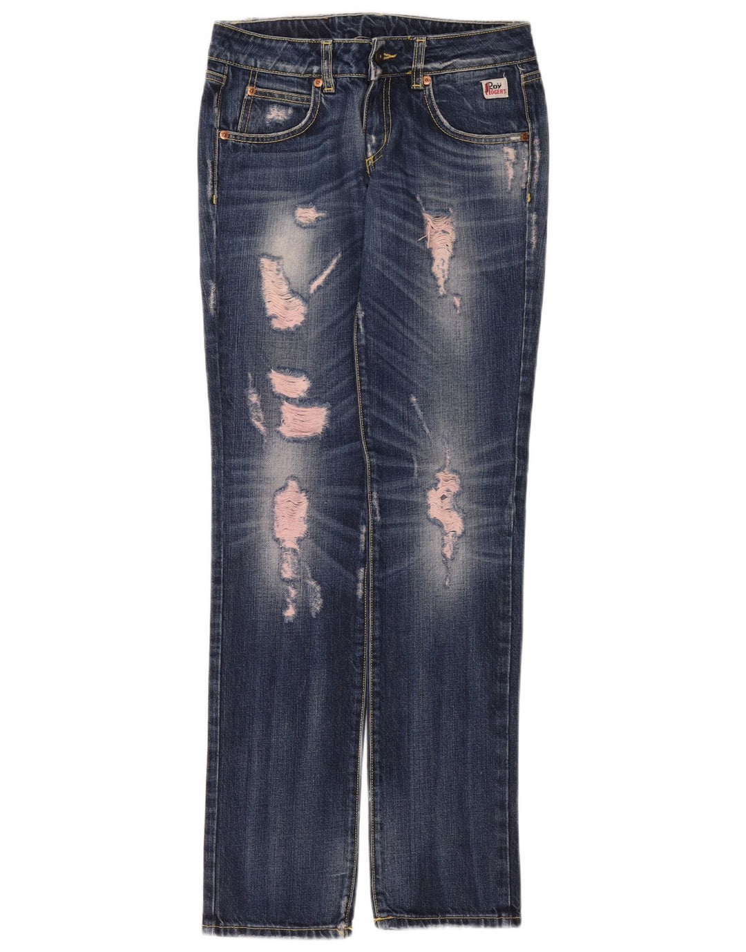 Roy Rogers Jean droit vieilli pour femme W26 L32 en coton bleu