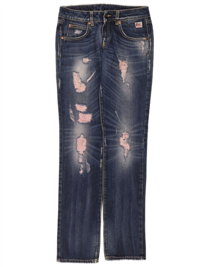 Roy Rogers Jean droit vieilli pour femme W26 L32 en coton bleu