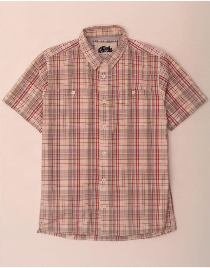 Weird Fish Chemise à manches courtes pour homme en coton à carreaux multicolores