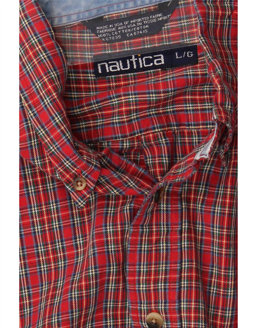 Nautica Chemise en flanelle pour homme en coton à grands carreaux rouges