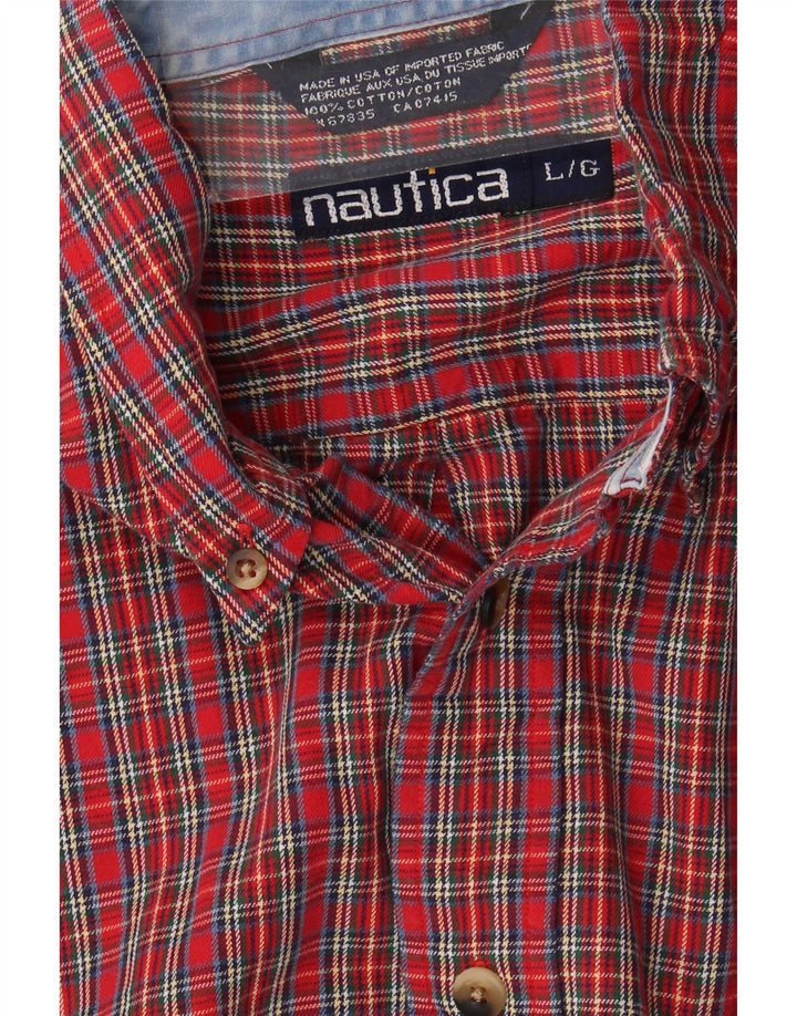 Nautica Chemise en flanelle pour homme en coton à grands carreaux rouges