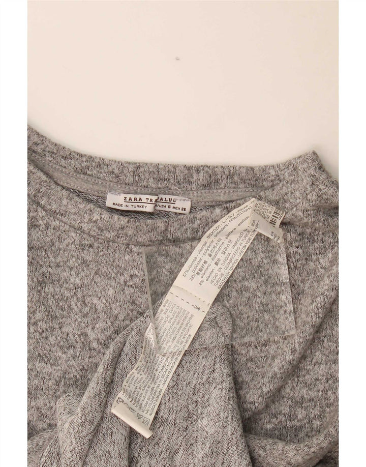 Zara Femme Trafaluc Haut Oversize Manches Longues UK 10 Petit Gris Moucheté