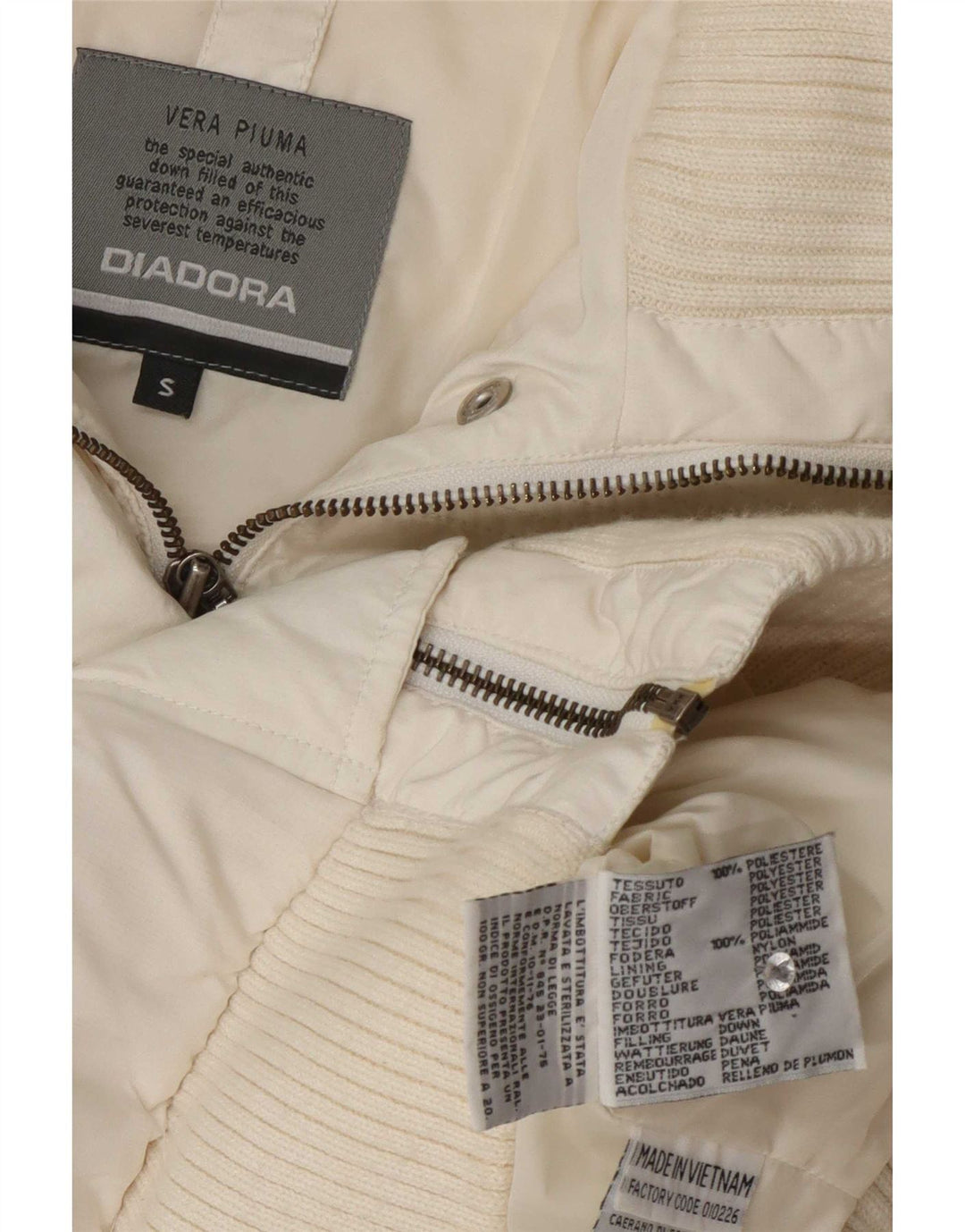 Diadora Veste matelassée à capuche pour femme UK 10 Small Blanc Polyester
