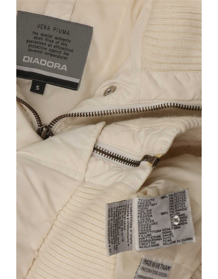 Diadora Veste matelassée à capuche pour femme UK 10 Small Blanc Polyester