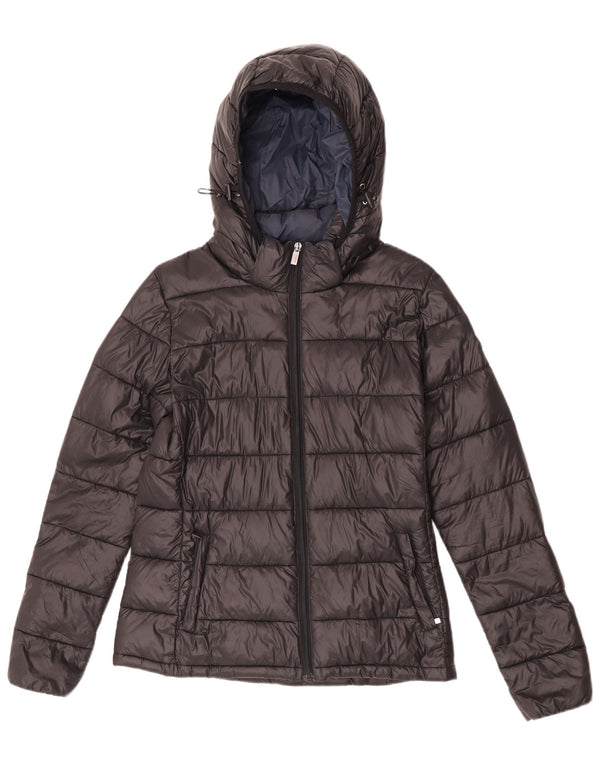 Best Company Veste matelassée à capuche pour femme UK 12 Medium Noir Nylon