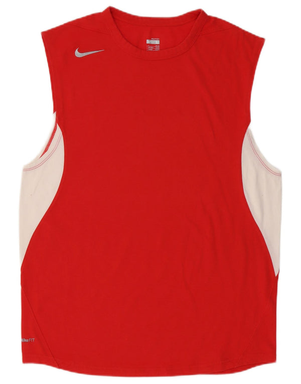 Nike Hommes Débardeur UK 42/44 Grand Rouge Colorblock Coton Sports