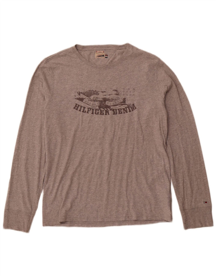 TOMMY HILFIGER Haut Heritage Graphic Manches Longues Homme Gris Moyen Coton