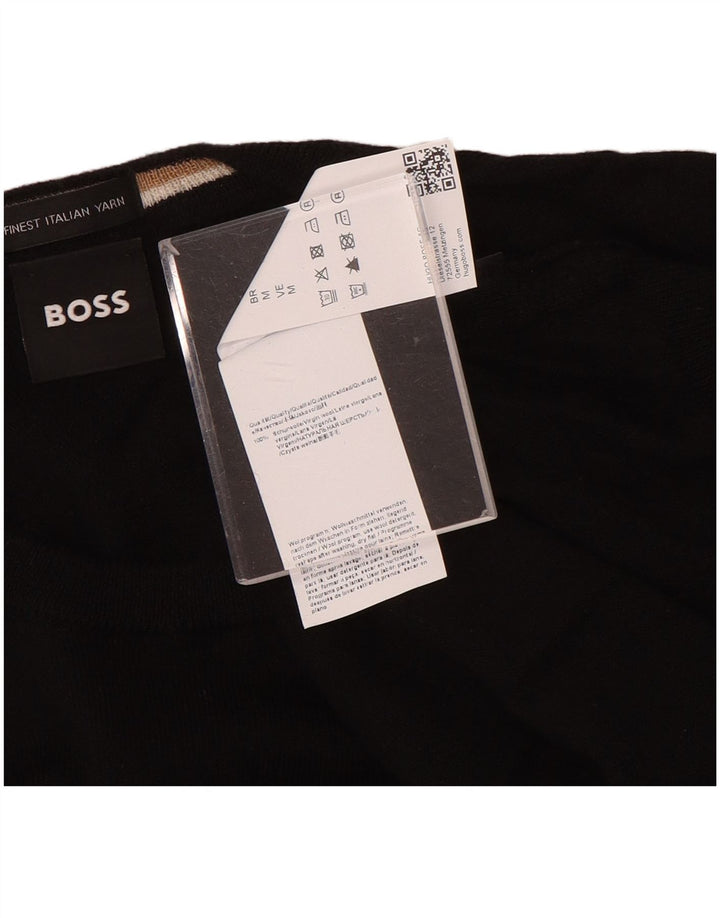 Hugo Boss Pull ras du cou en laine noir moyen homme