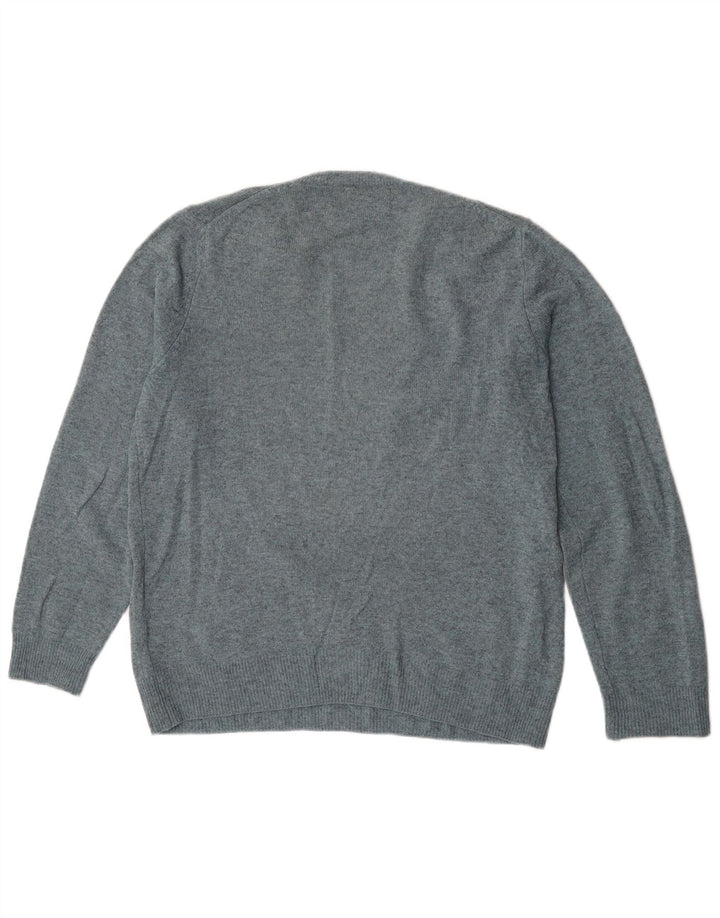 Marks & Spencer Pull col V pour homme en laine d'agneau bleue Taille L