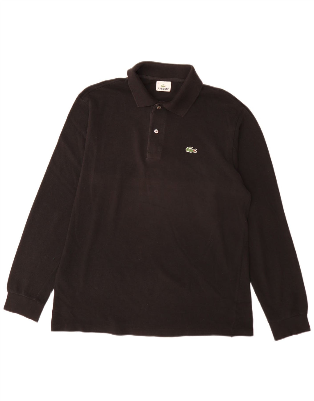 Lacoste Polo à manches longues pour hommes, coupe régulière, taille 4, coton noir moyen