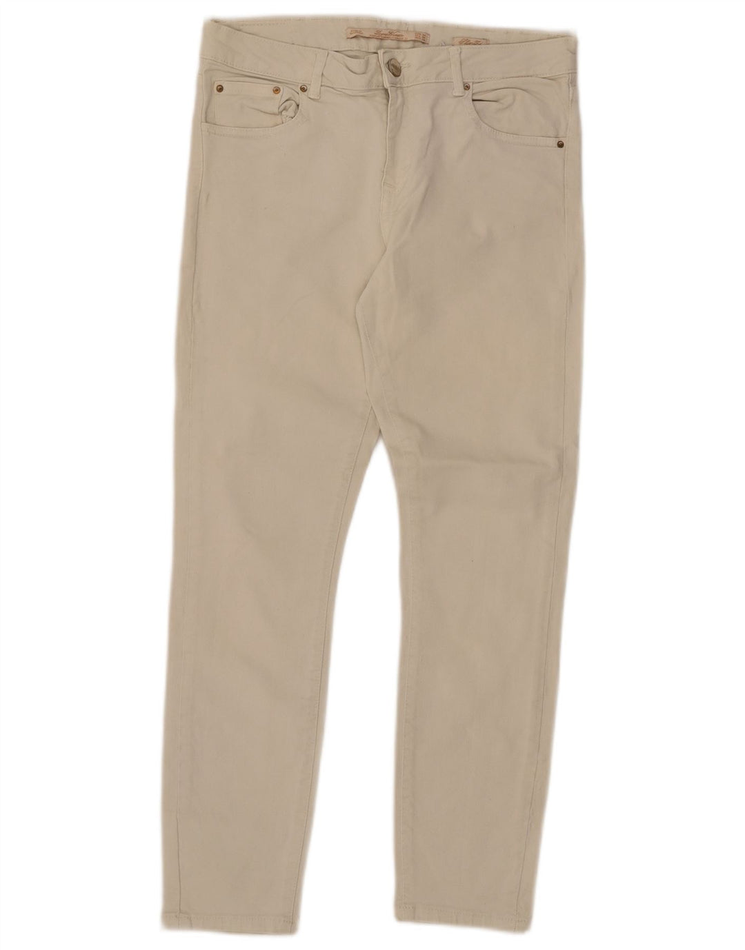 Zara Pantalon décontracté slim pour femme EU 38 Small W28 L26 Blanc cassé