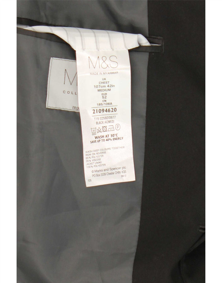 Marks & Spencer Veste blazer à 2 boutons pour homme UK 42 Large Noir Polyester