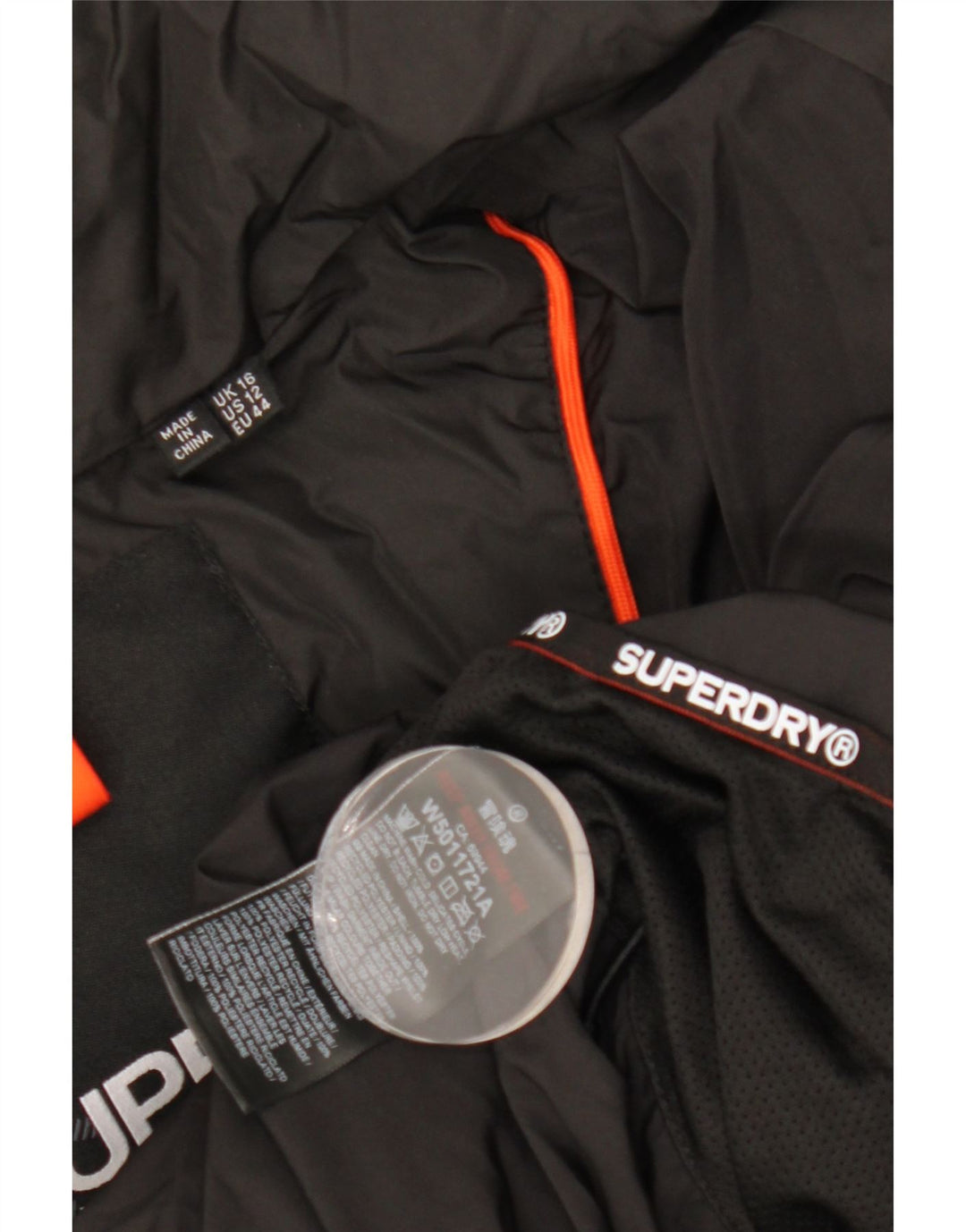 Superdry Veste rembourrée à capuche courte pour femme UK 16 Large Noir Polyester