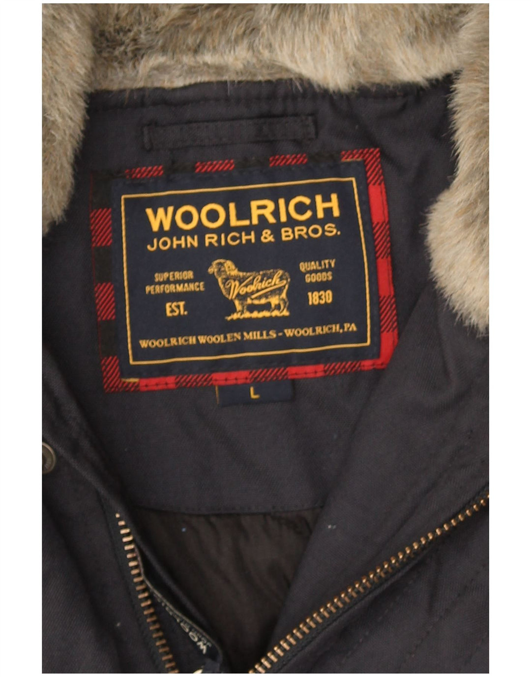 Woolrich Veste bomber à capuche pour homme UK 40 Large Bleu marine