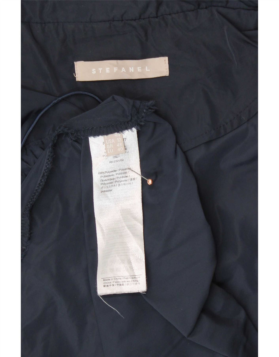 Imperméable à capuche pour femme Stefanel EU 40 Bleu marine moyen Polyester