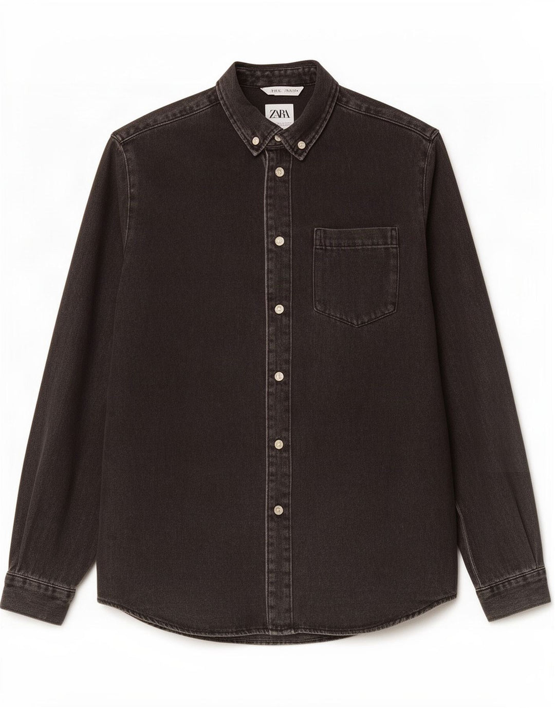 Chemise En Jean Zara Homme Small Noir Coton
