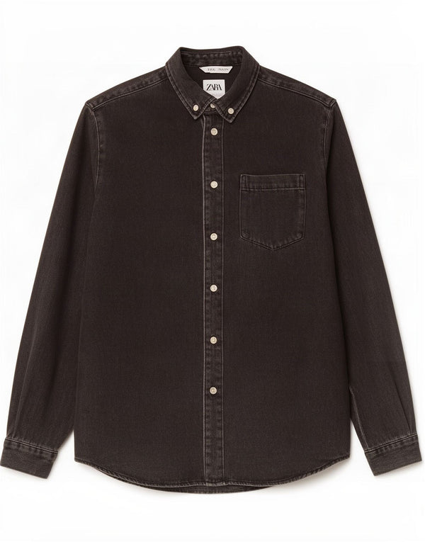 Chemise En Jean Zara Homme Small Noir Coton