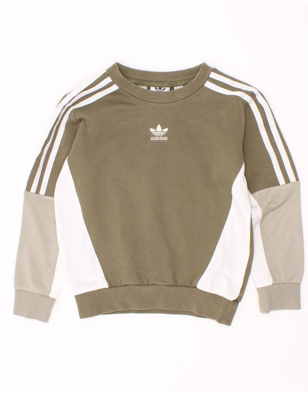 Adidas Sweat-Shirt Garçon 5-6 Ans Kaki Colourblock Coton