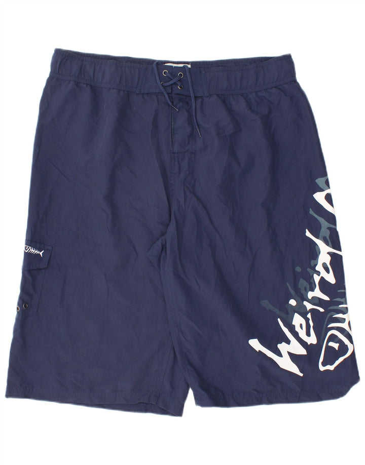 WEIRD FISH Short de Bain Graphique Homme XL Bleu Marine Polyester