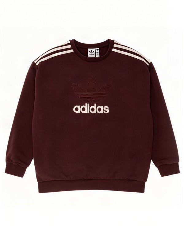 Adidas Sweat-shirt surdimensionné graphique pour femme UK 12/14 Marron moyen