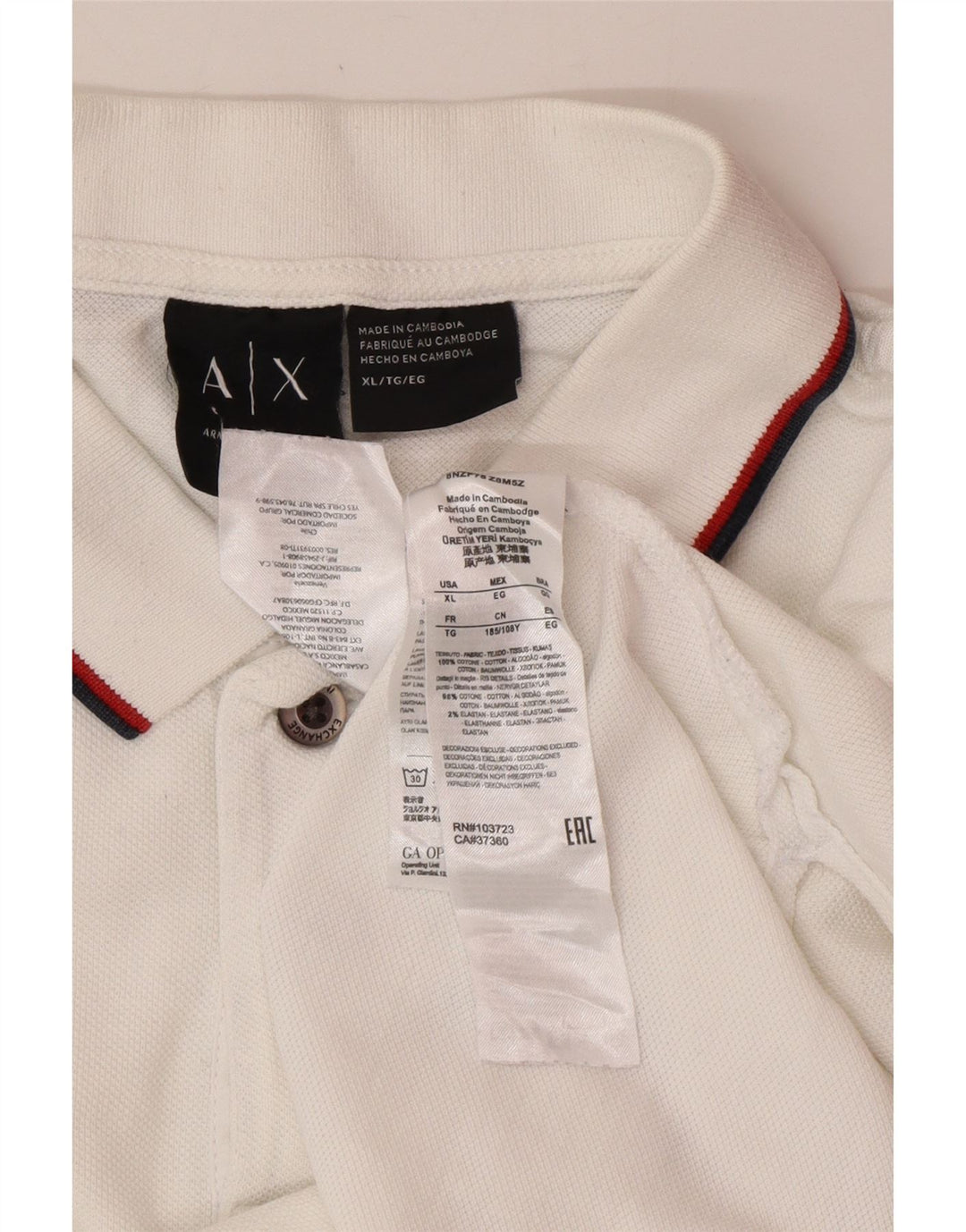 ARMANI EXCHANGE Polo Homme XL Blanc Coton